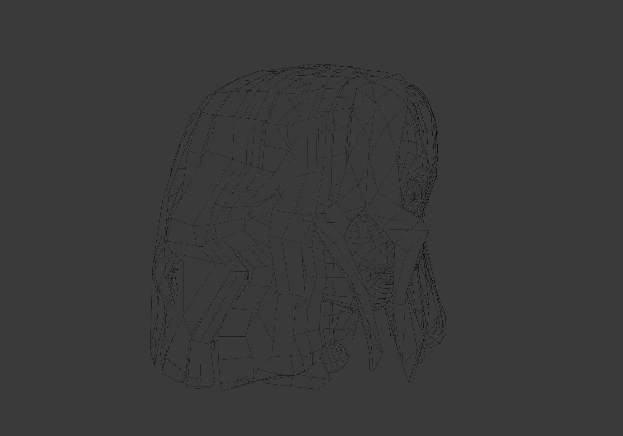 hairstyle in 4 colors Low-poly 3D model_6