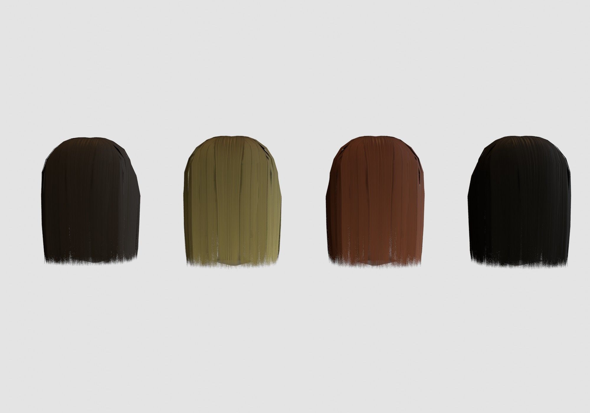 hairstyle in 4 colors Low-poly 3D model_4