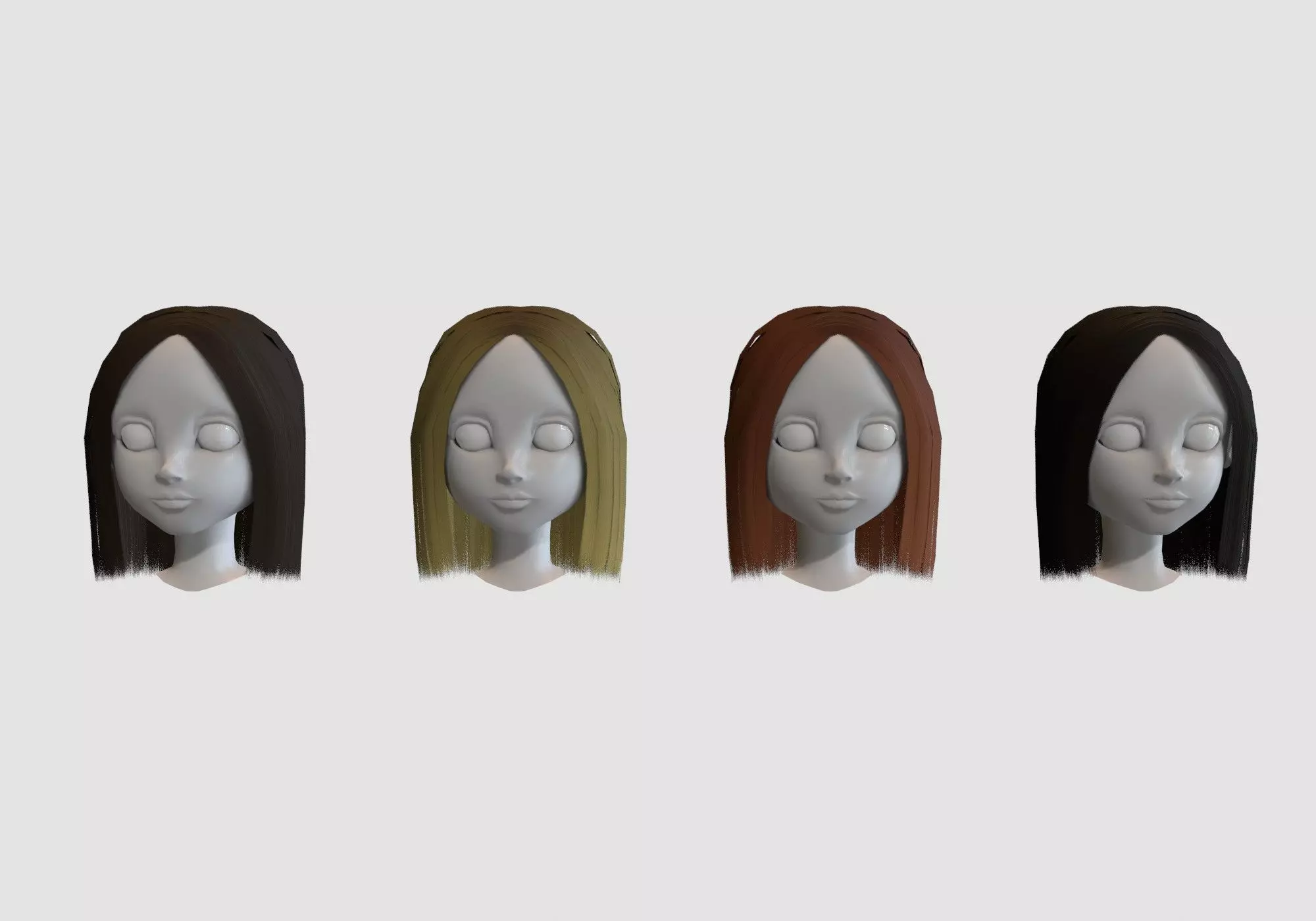 hairstyle in 4 colors Low-poly 3D model_0