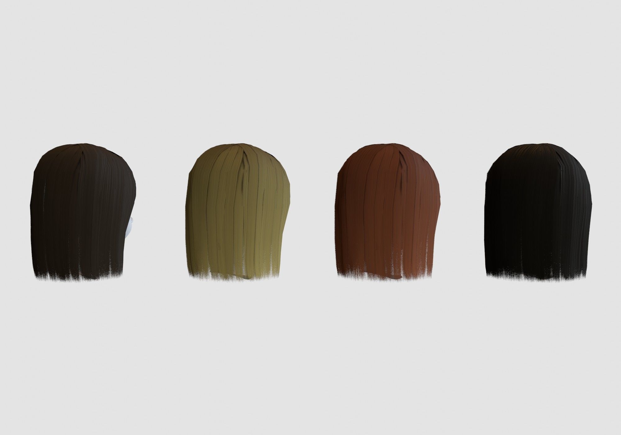 hairstyle in 4 colors Low-poly 3D model_3
