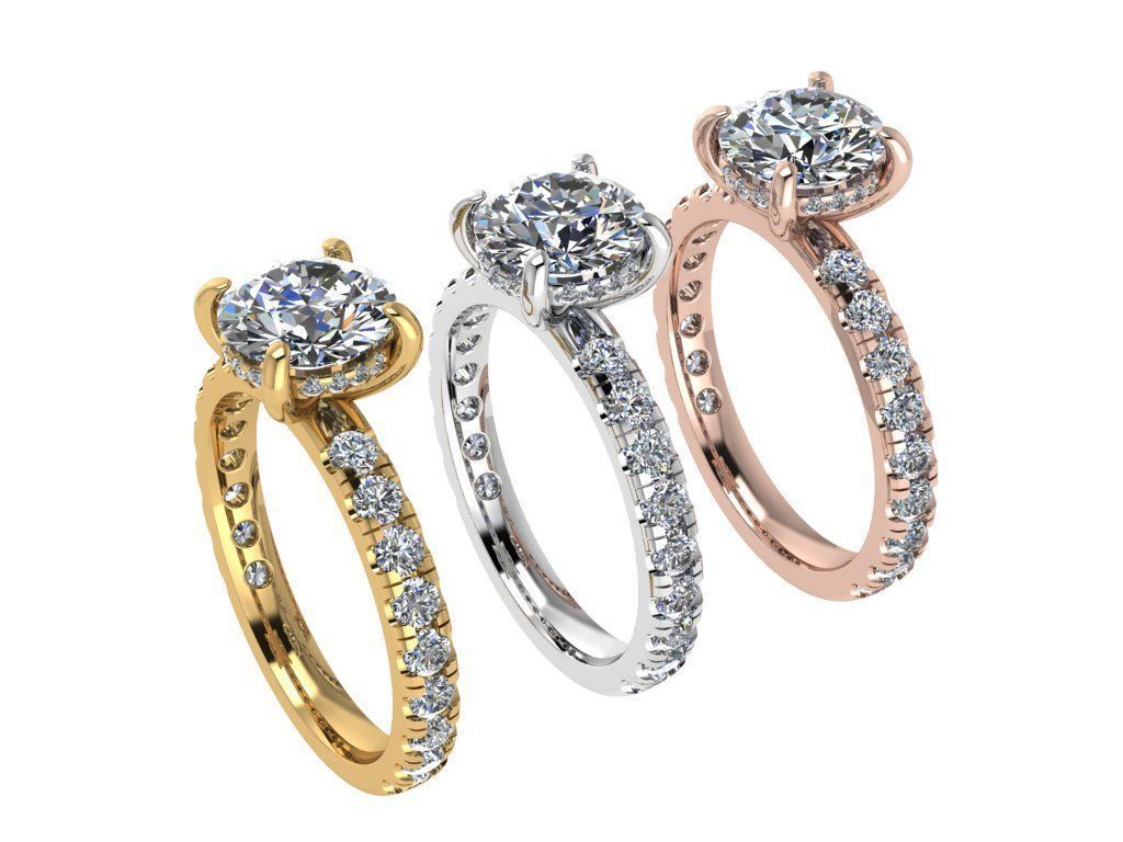 Ring161 diamond engagement ring gold 3D print model_4