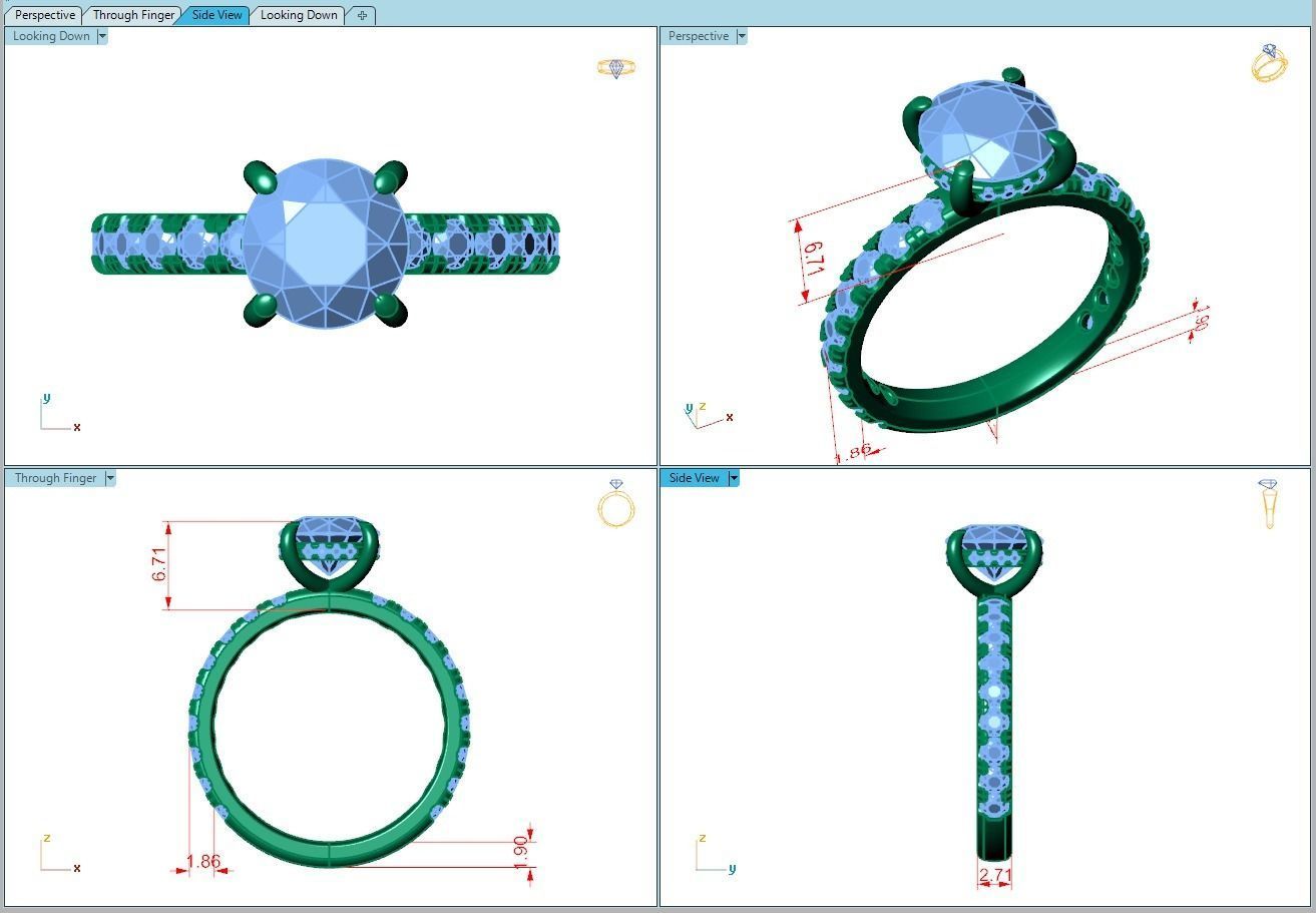 Ring161 diamond engagement ring gold 3D print model_5