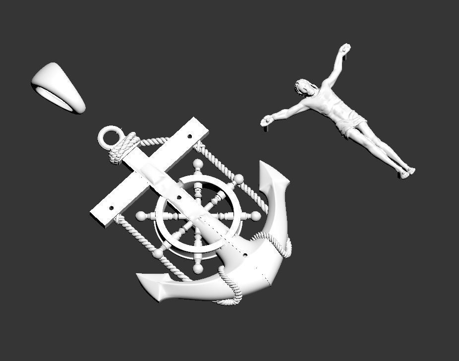 cross jesus on pendant 3D print model_6