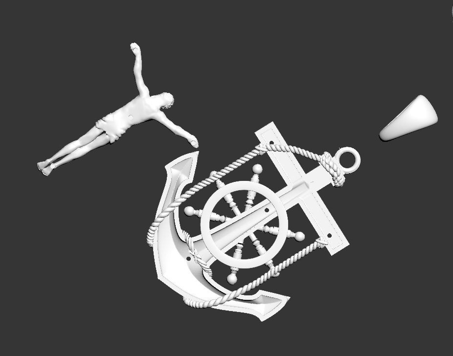 cross jesus on pendant 3D print model_45