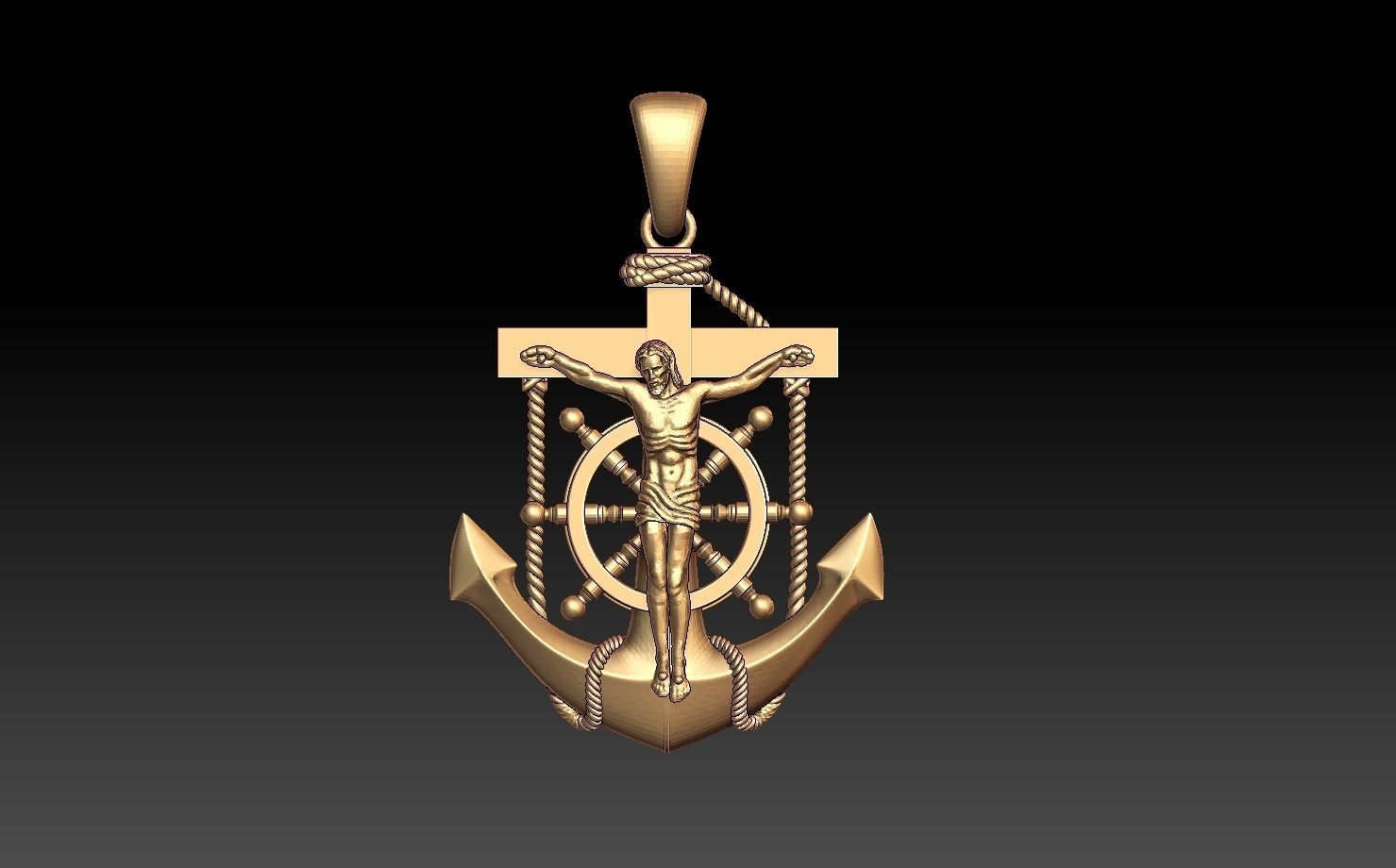 cross jesus on pendant 3D print model_4