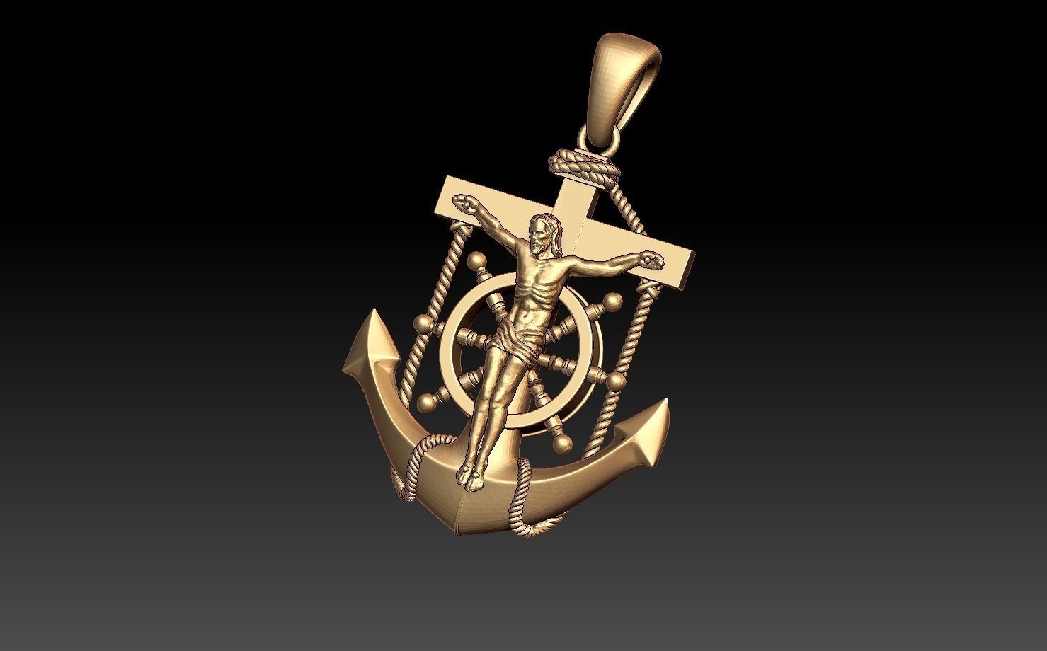 cross jesus on pendant 3D print model_50