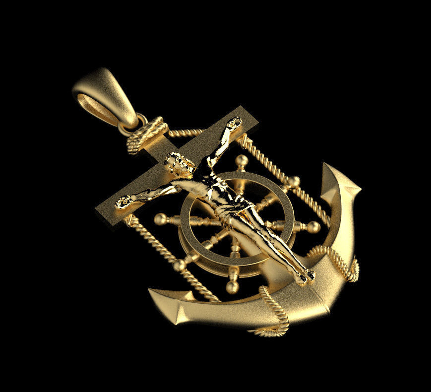 cross jesus on pendant 3D print model_30