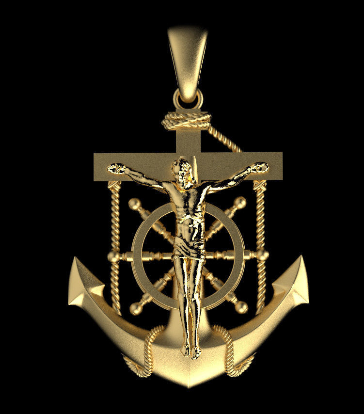 cross jesus on pendant 3D print model_13