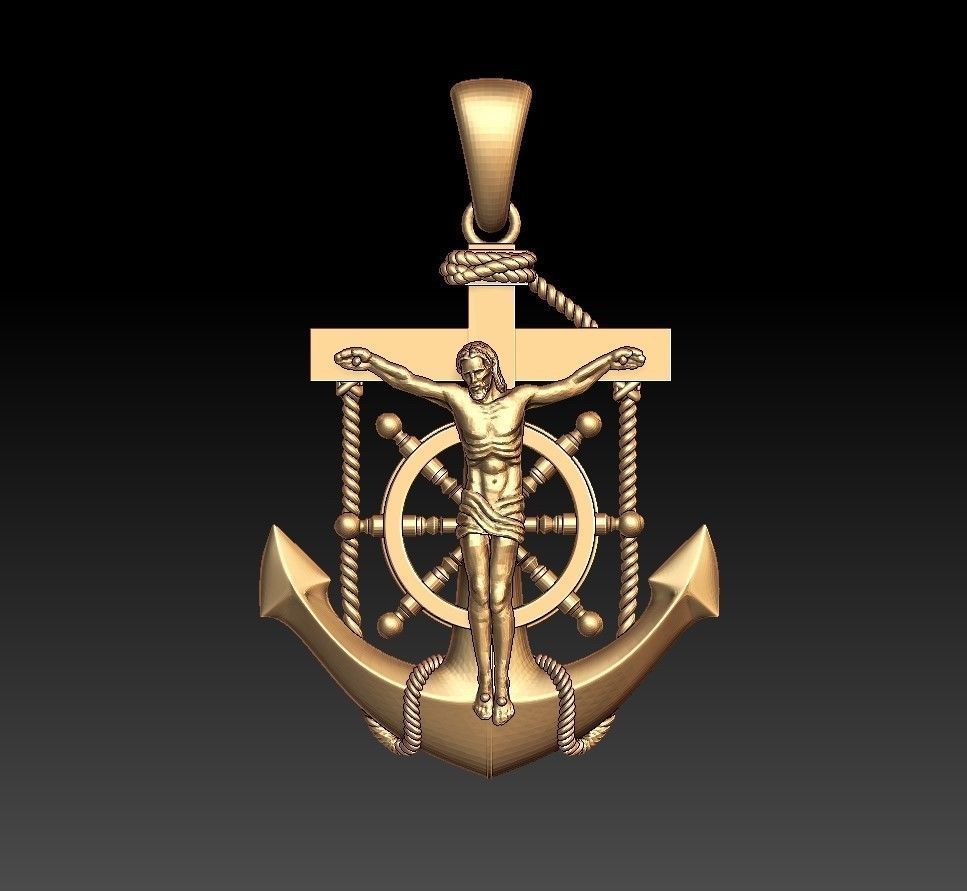 cross jesus on pendant 3D print model_14