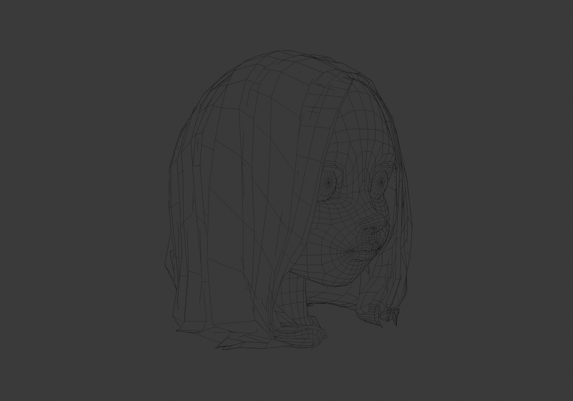 hairstyle in 4 colors Low-poly 3D model_6