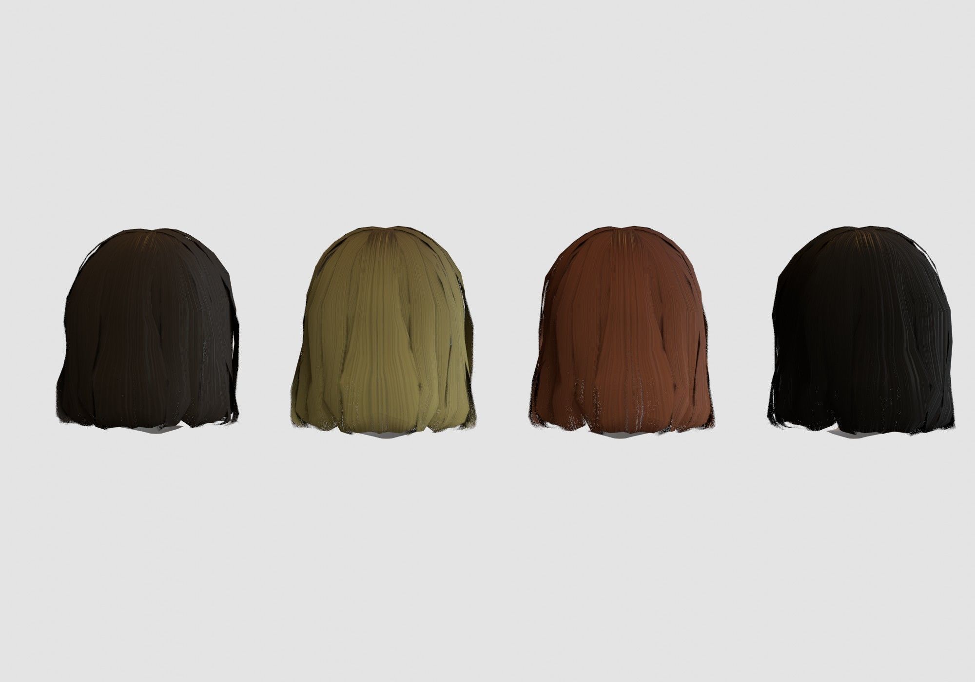 hairstyle in 4 colors Low-poly 3D model_4