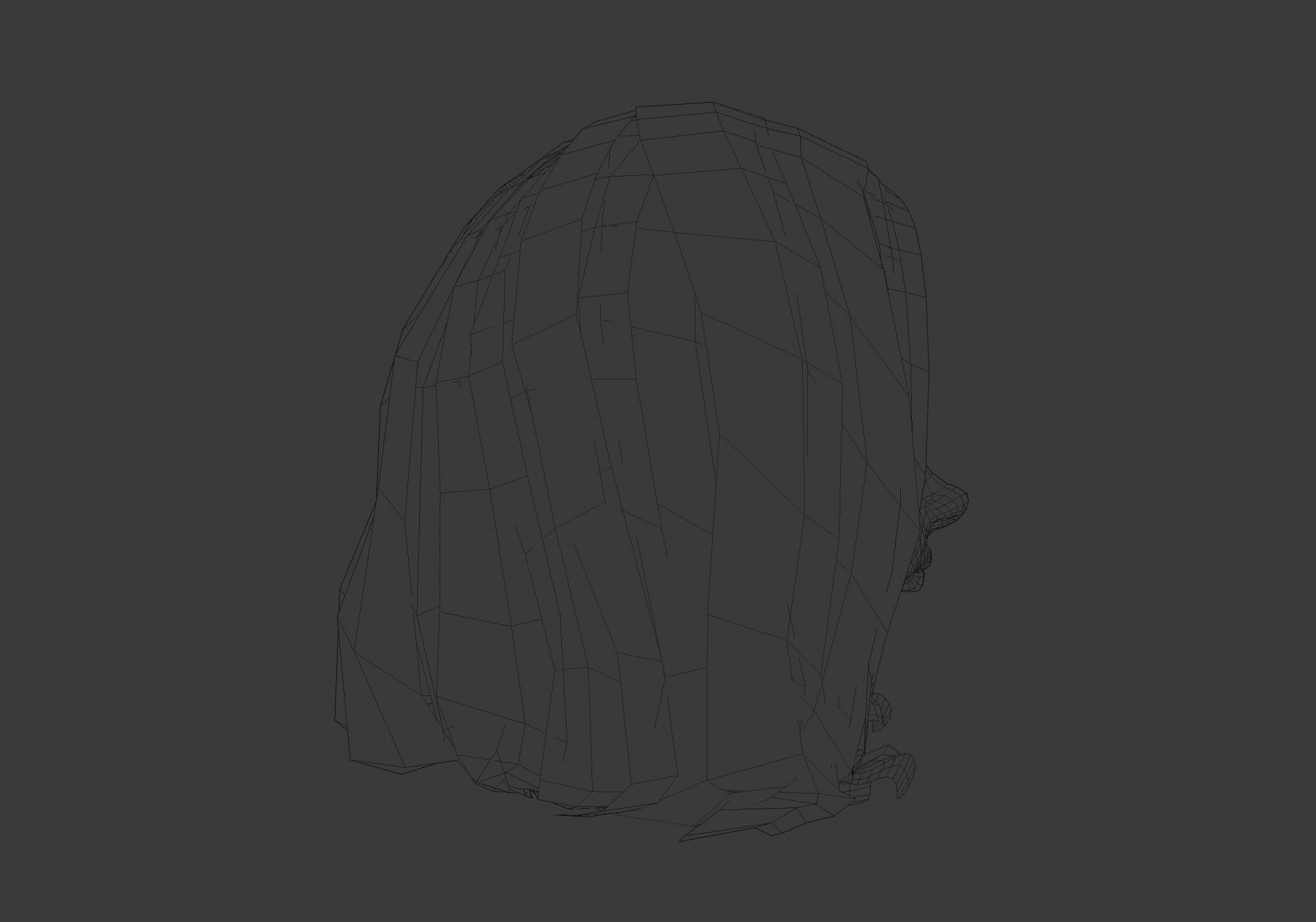 hairstyle in 4 colors Low-poly 3D model_7