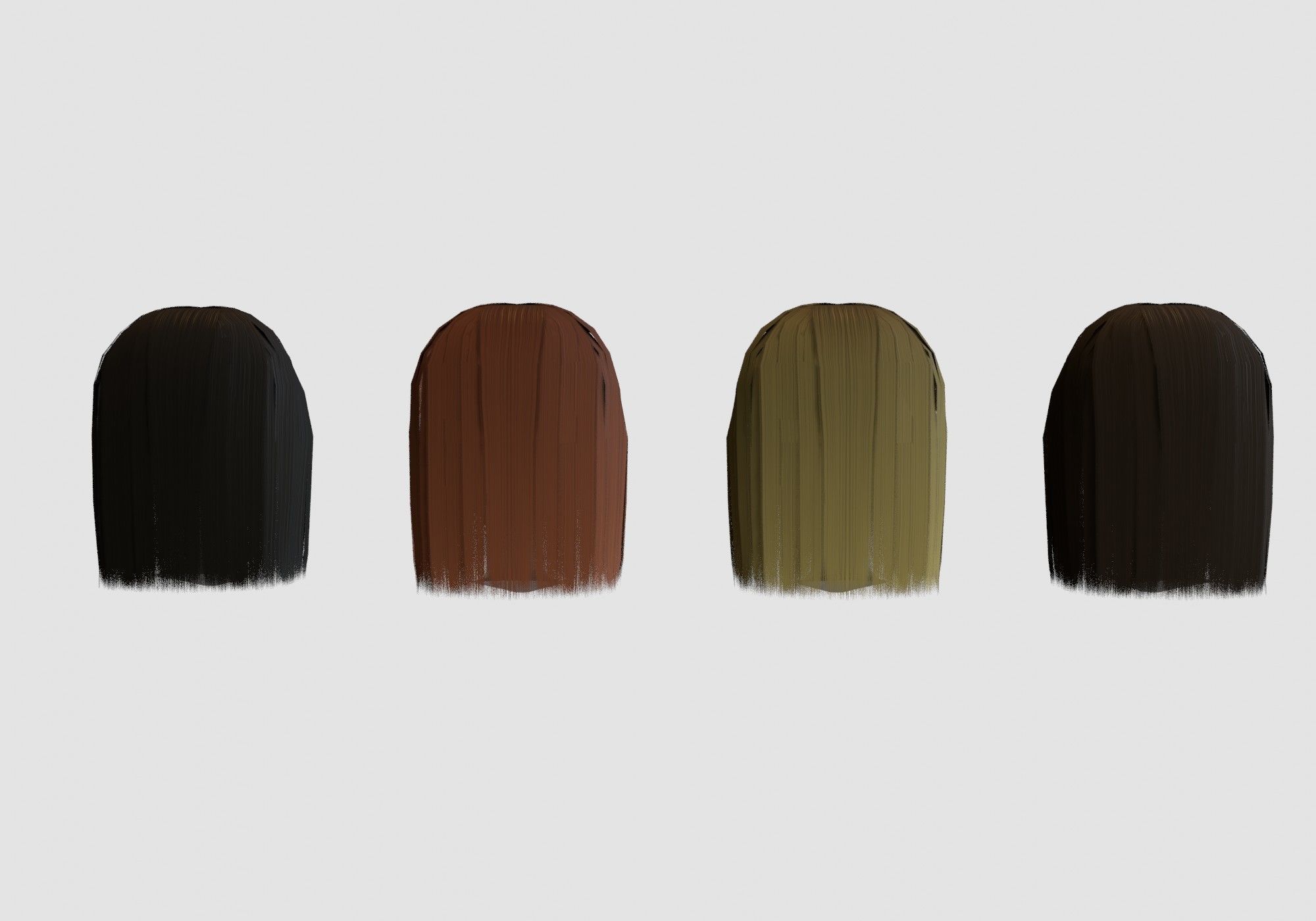 hairstyle in 4 colors Low-poly 3D model_4