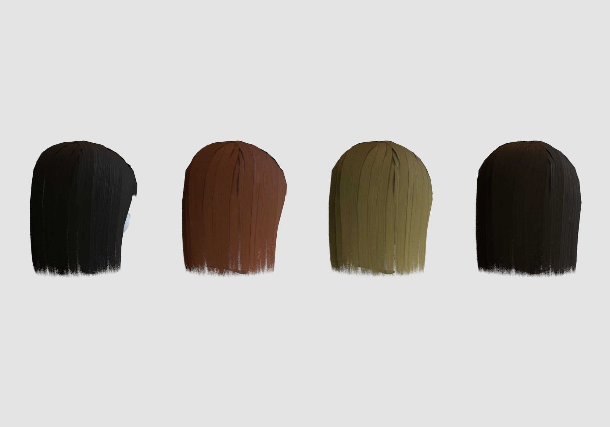 hairstyle in 4 colors Low-poly 3D model_3