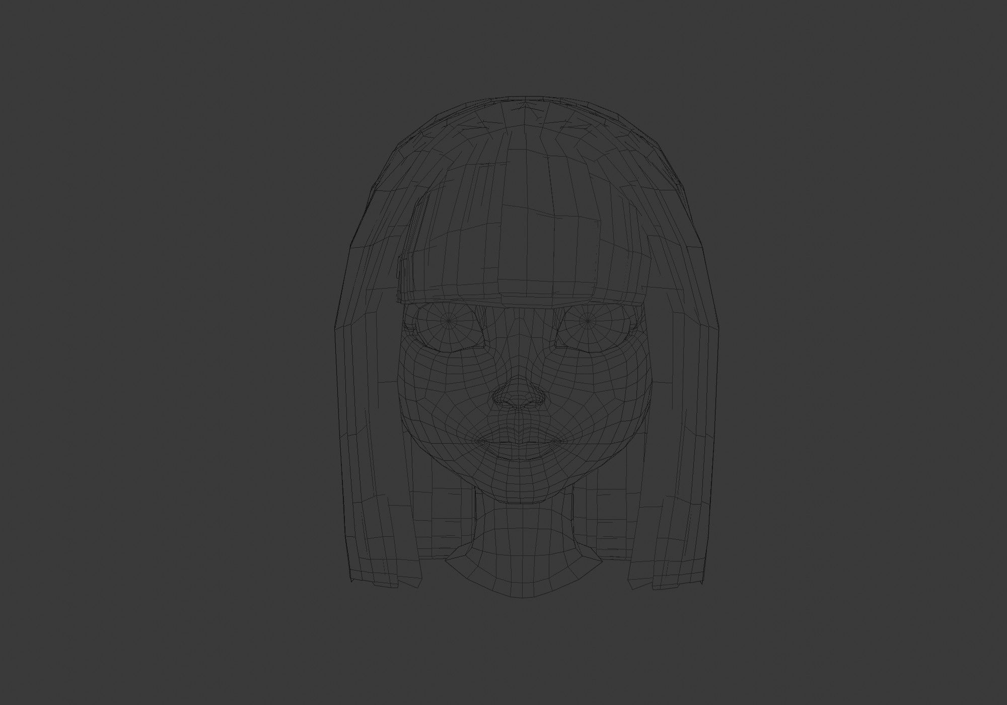 hairstyle in 4 colors Low-poly 3D model_5