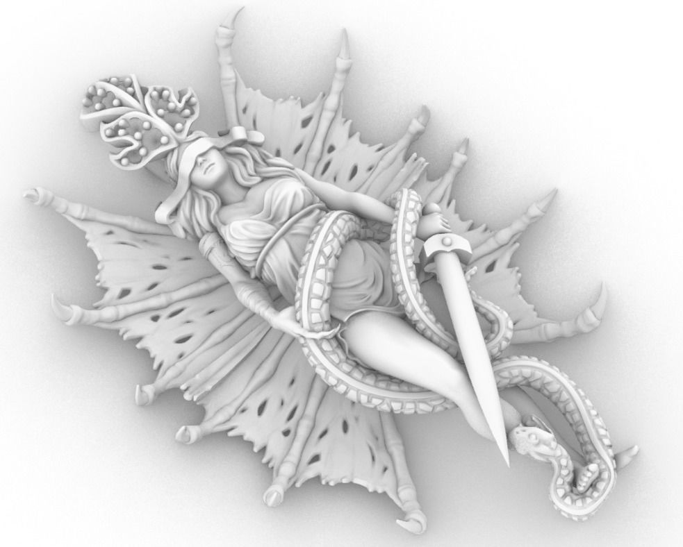 snake girl  3D print model_6