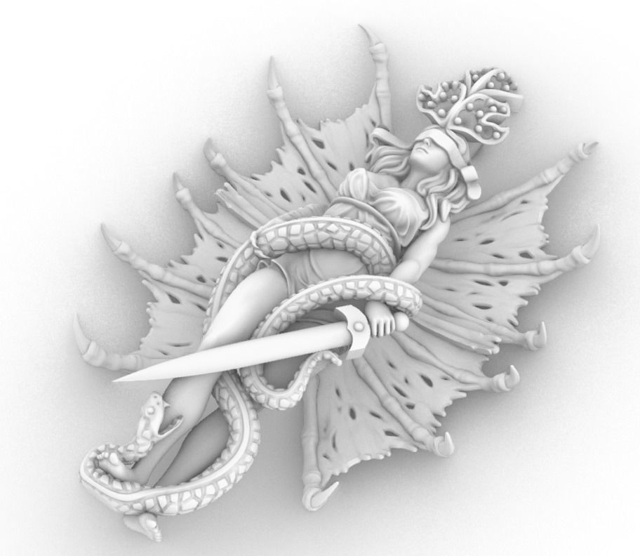 snake girl  3D print model_3