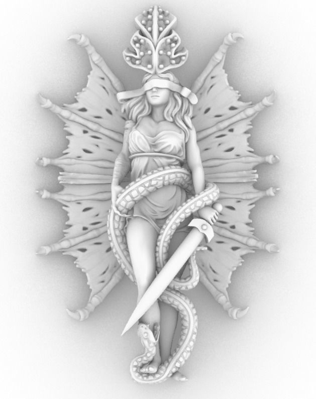 snake girl  3D print model_2