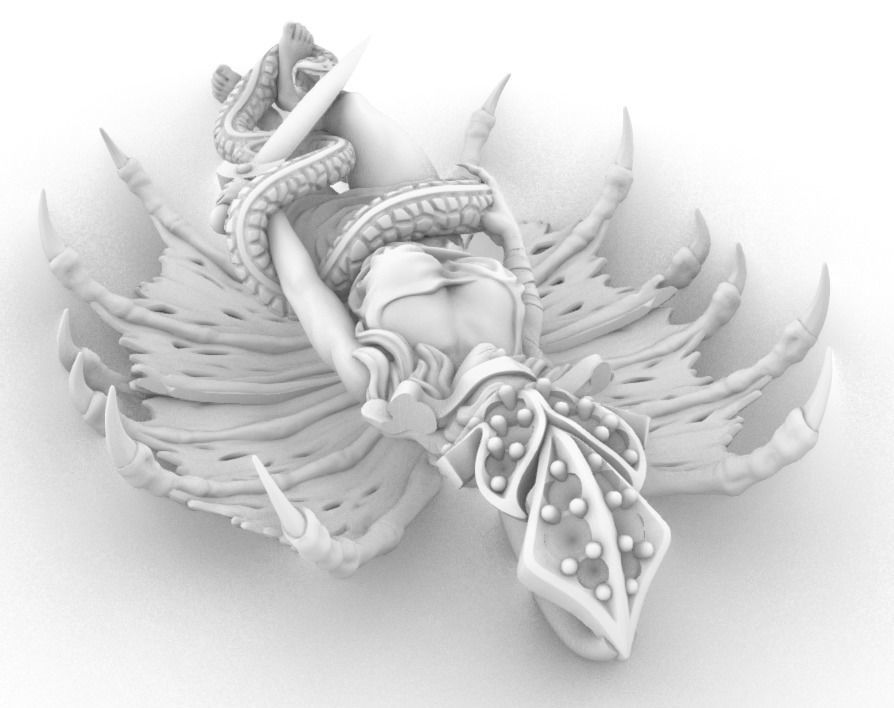 snake girl  3D print model_5