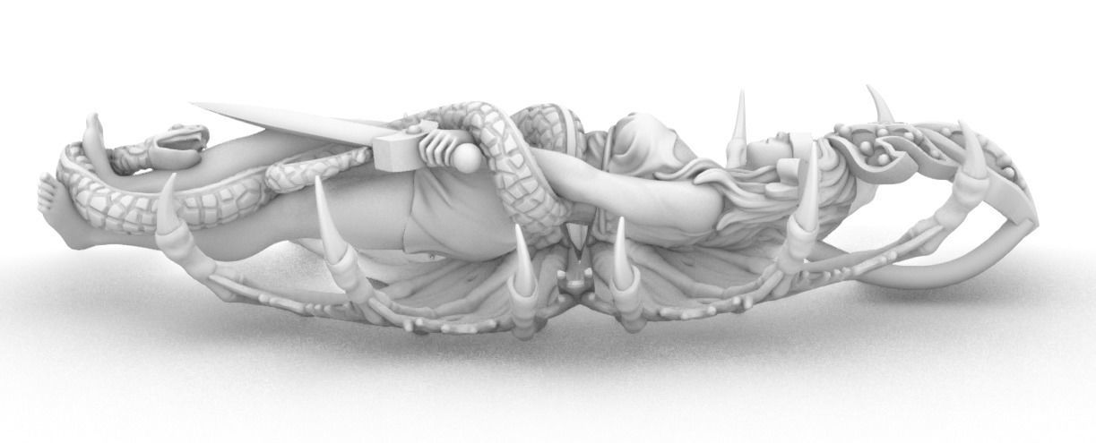 snake girl  3D print model_4