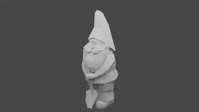 Low Poly Pixelated Gnome Model Free low-poly 3D model