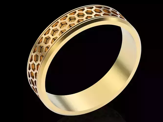 Hive ring  gold silver printable jewelry 3D model 3D print model