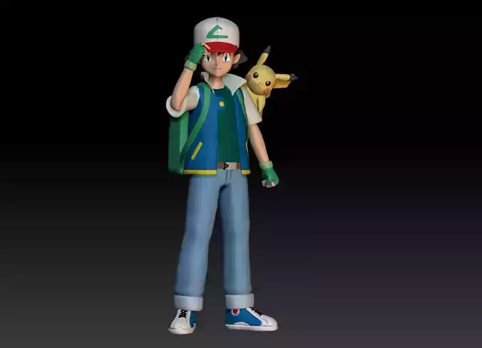 Pokemon Anime Season 1 Ash Ketchum aka Satoshi 3D print model