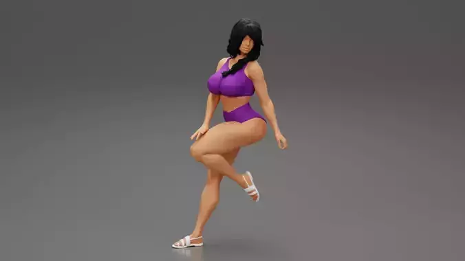 Woman In Lingerie Bikini Sitting On Bar Stool 3D print model