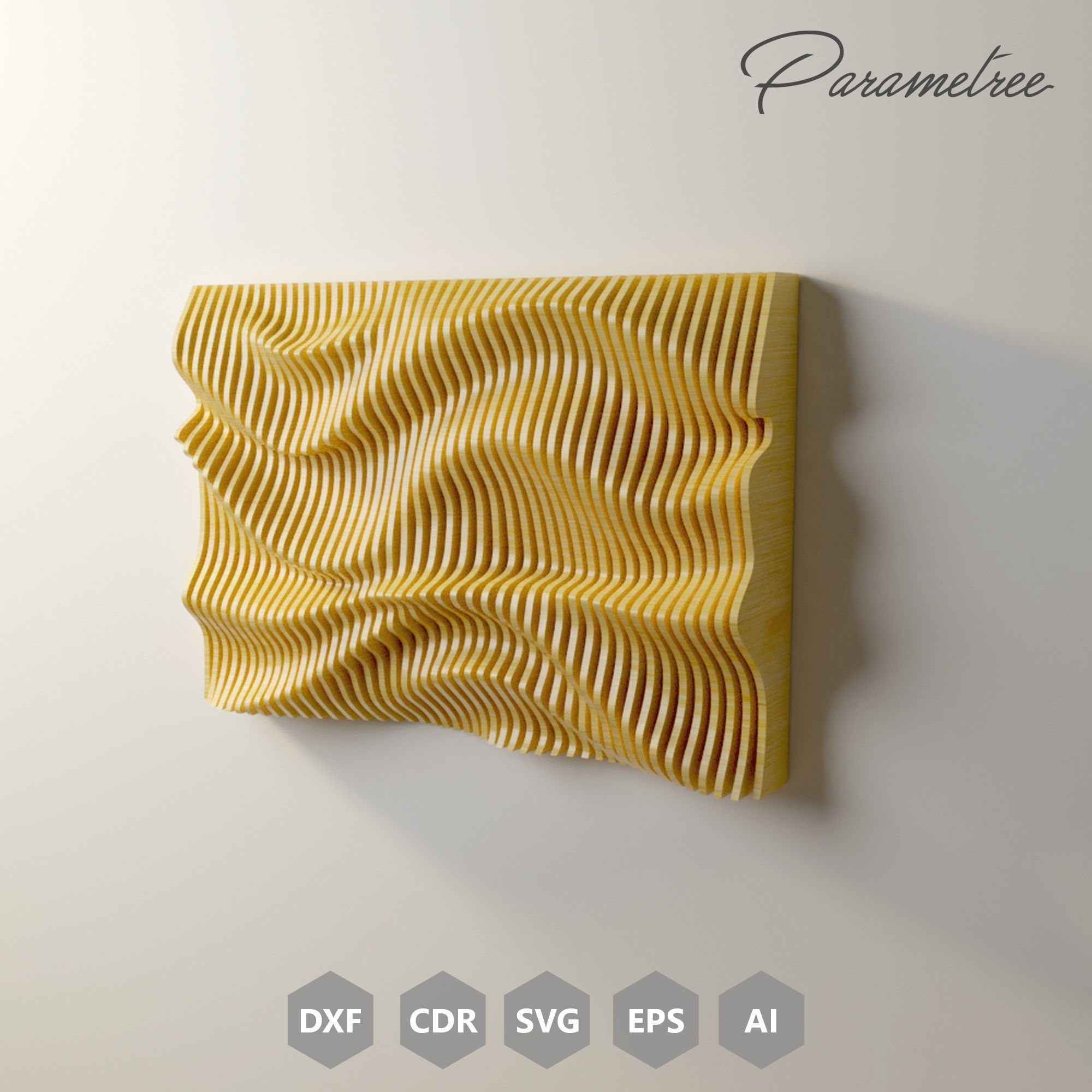 Parametric Wavy Wall Art  CNC Files for cutting DXF Files 3D print model_3