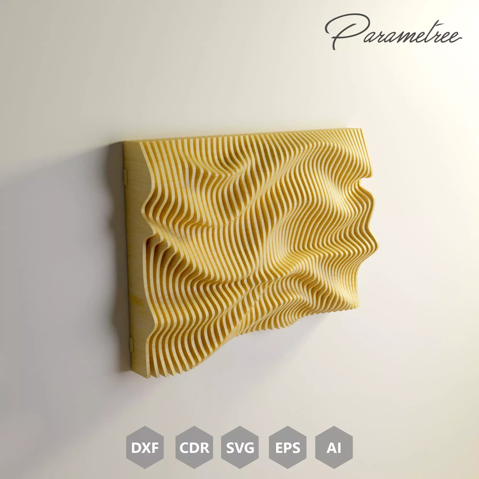Parametric Wavy Wall Art  CNC Files for cutting DXF Files 3D print model_0