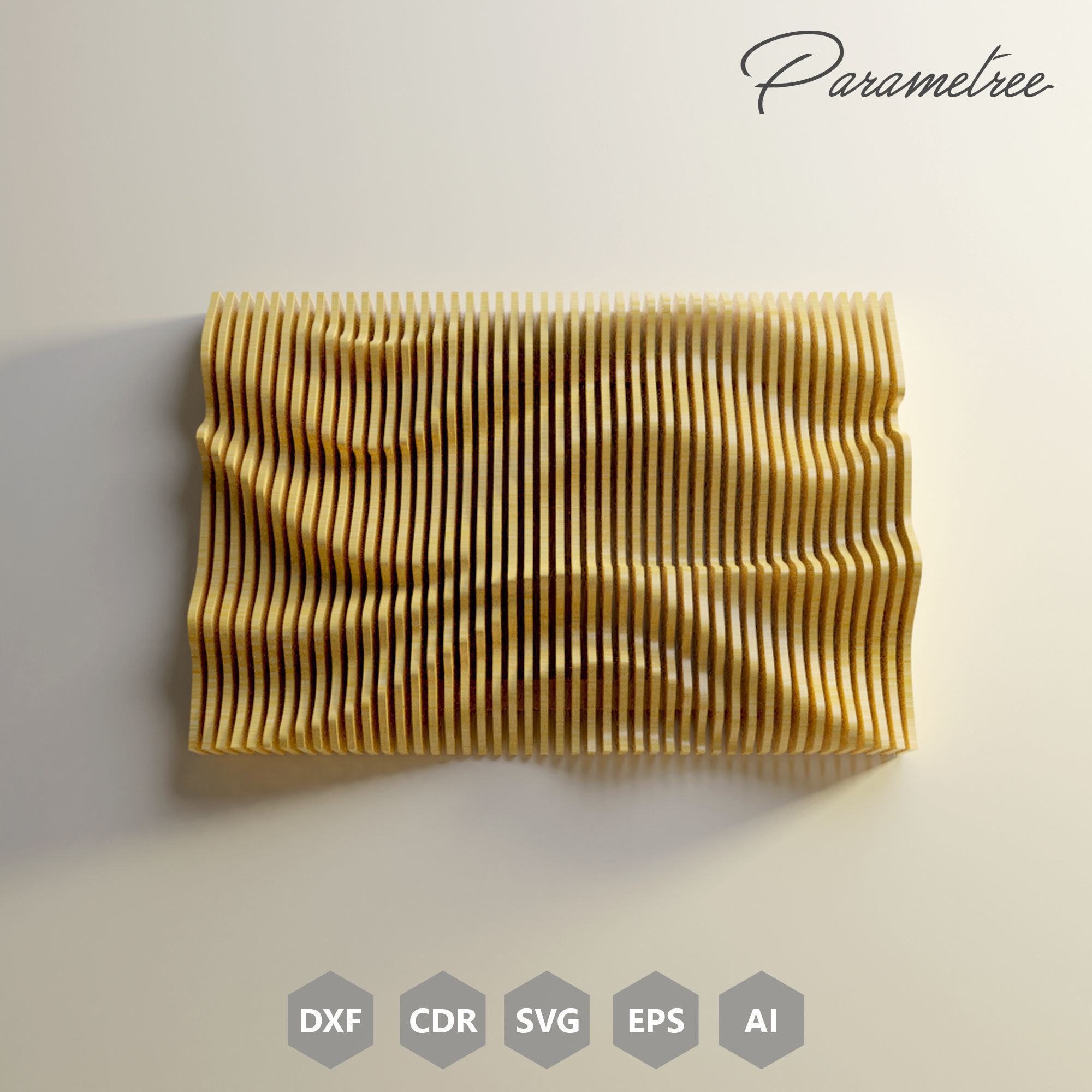 Parametric Wavy Wall Art  CNC Files for cutting DXF Files 3D print model_2