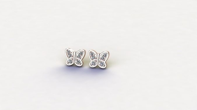 butterfly bunny ears stud earrings 3D print model