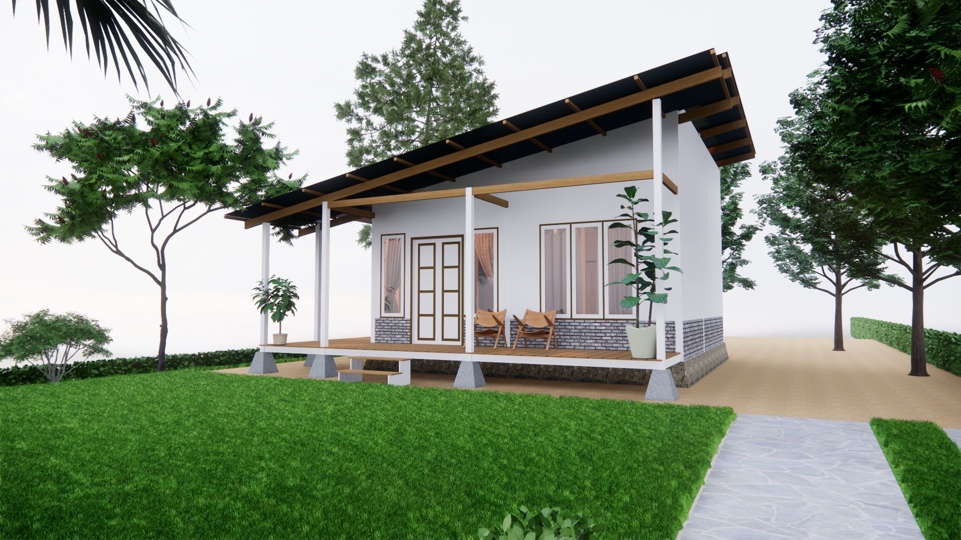 House on stilts 3D model_1