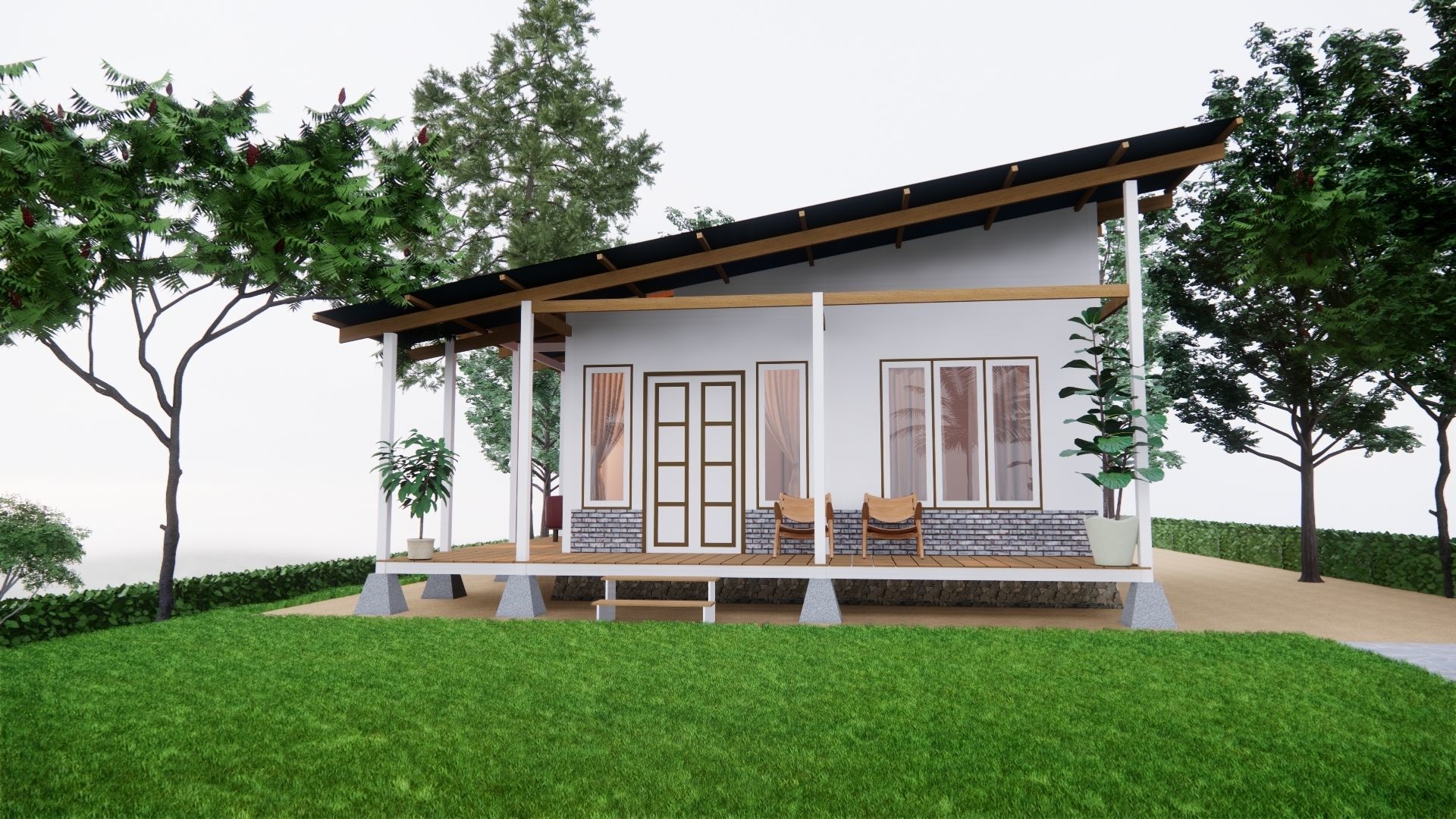 House on stilts 3D model_2