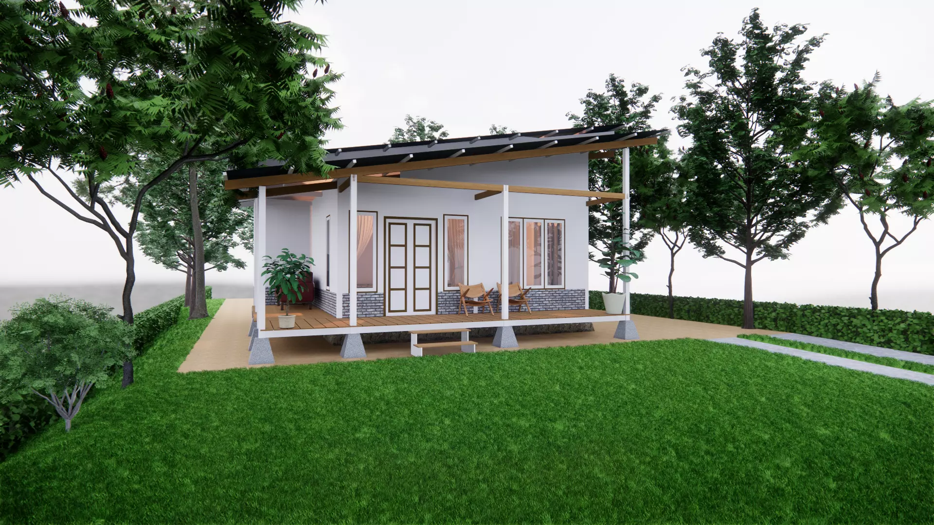 House on stilts 3D model_0