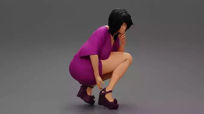 Beautiful Woman Bending Down 3D print model