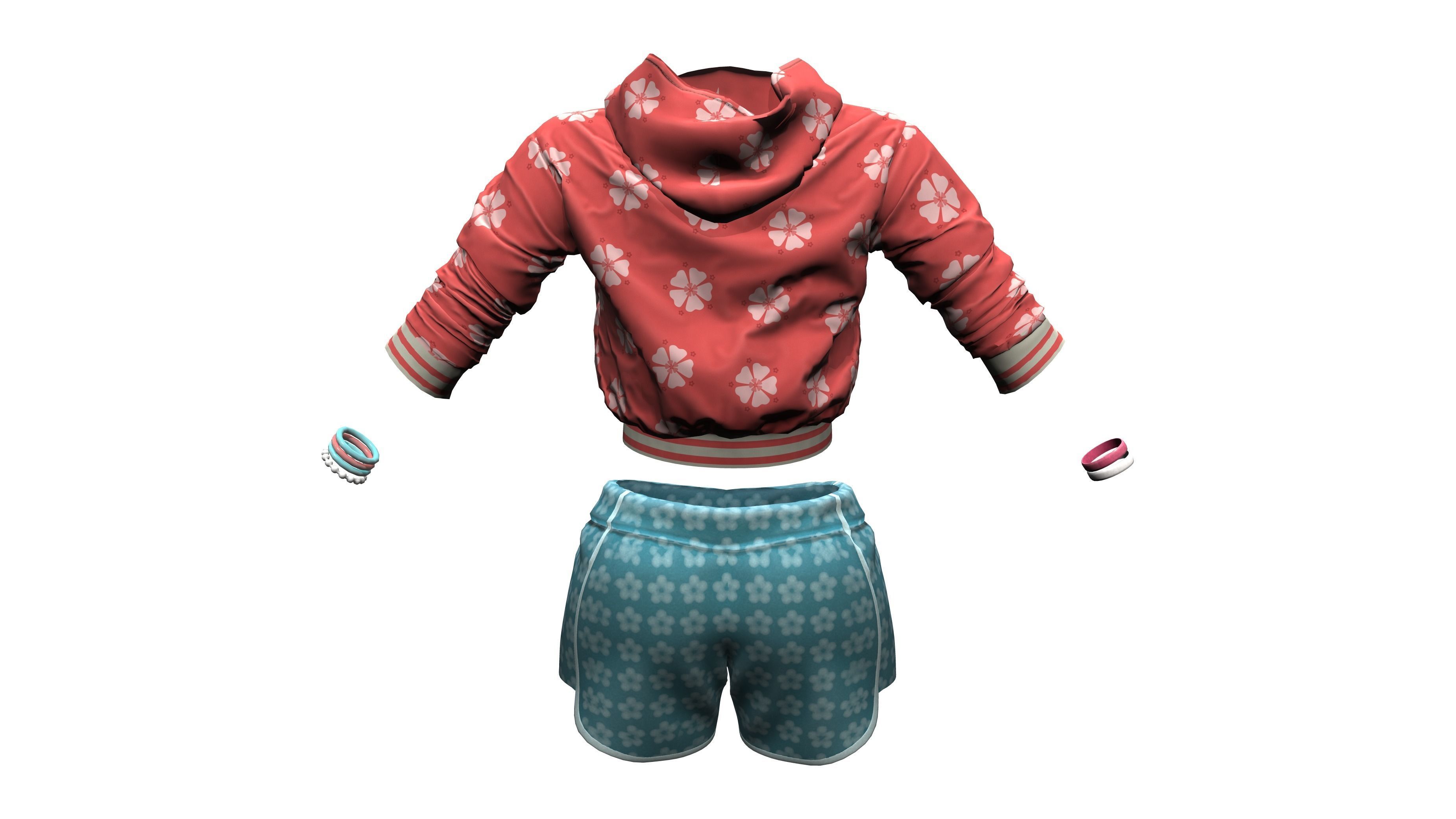 Female Fashion Sports Outfit Low-poly 3D model_9
