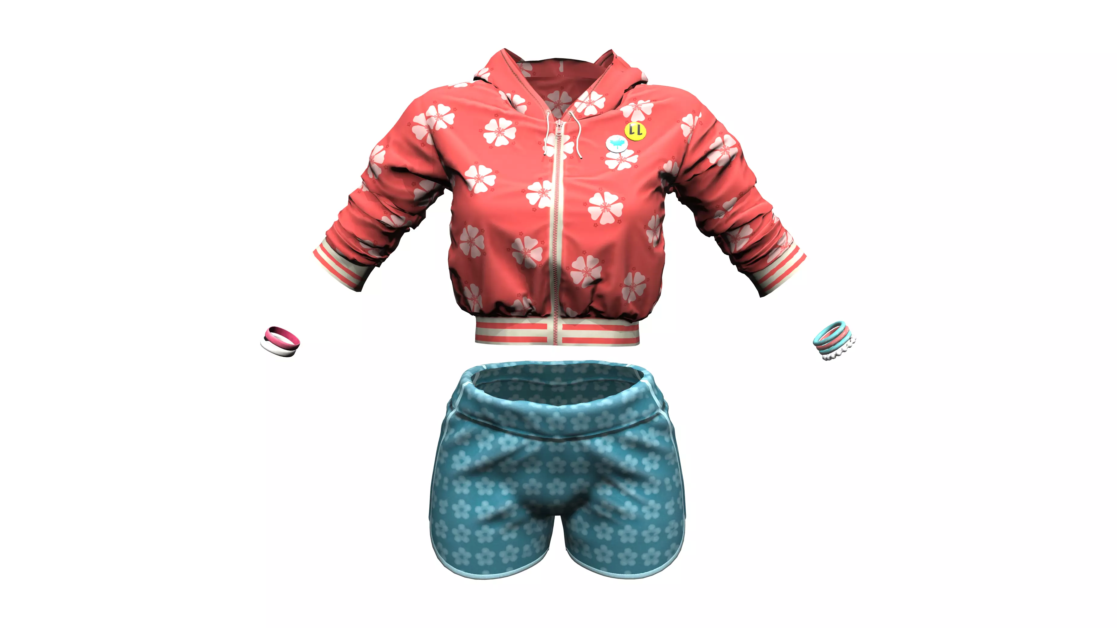 Female Fashion Sports Outfit Low-poly 3D model_0