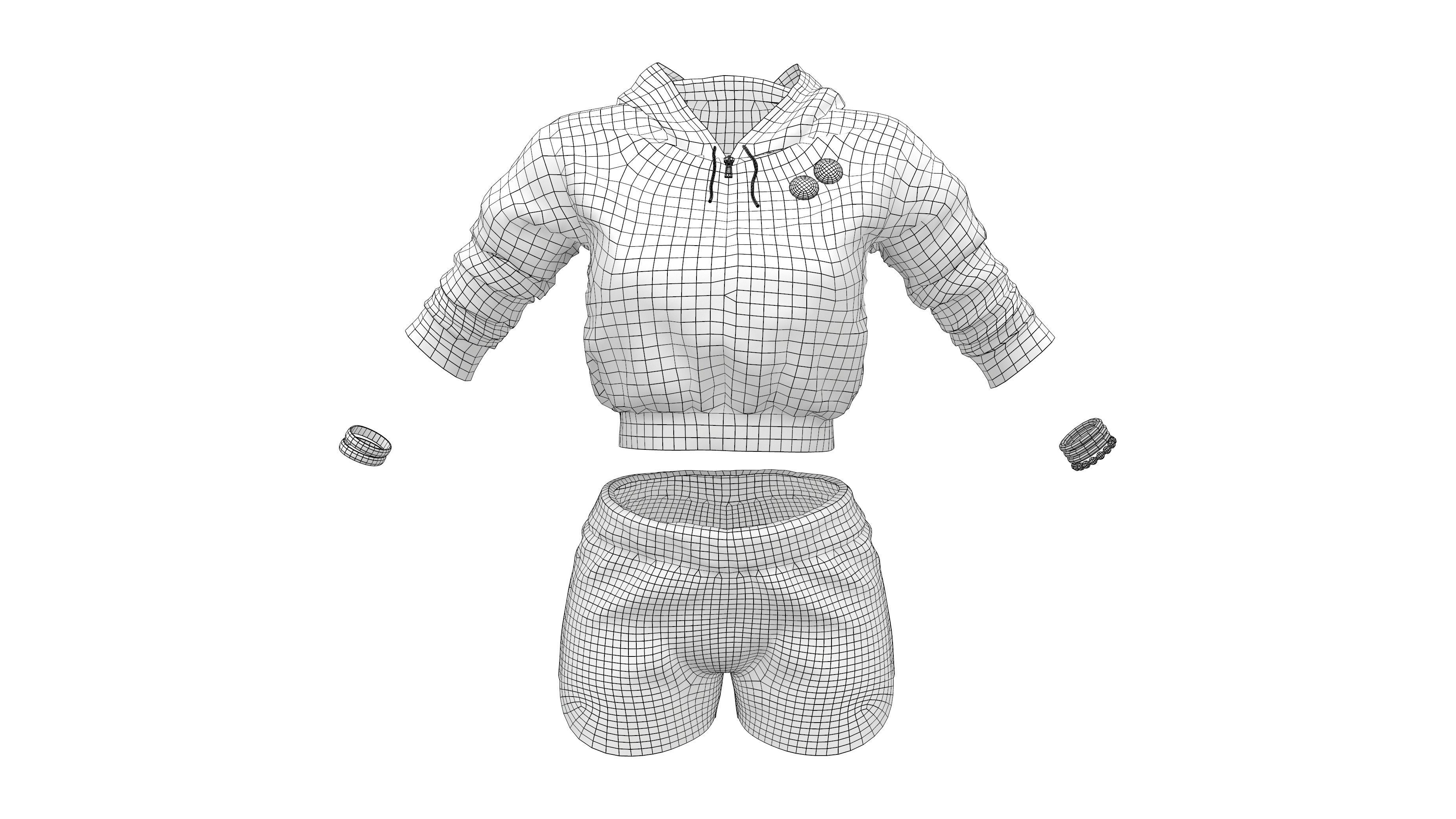Female Fashion Sports Outfit Low-poly 3D model_11