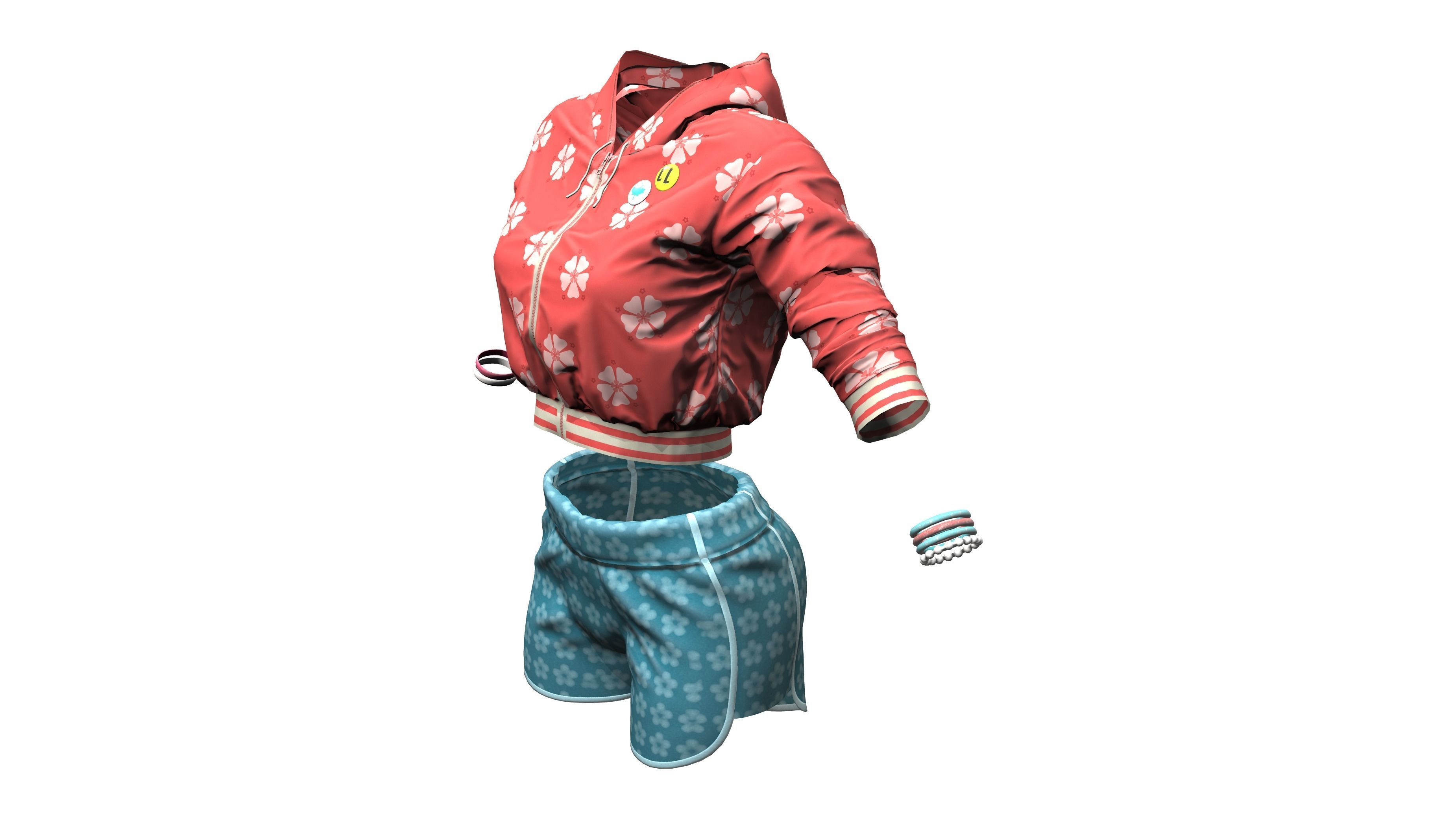 Female Fashion Sports Outfit Low-poly 3D model_7