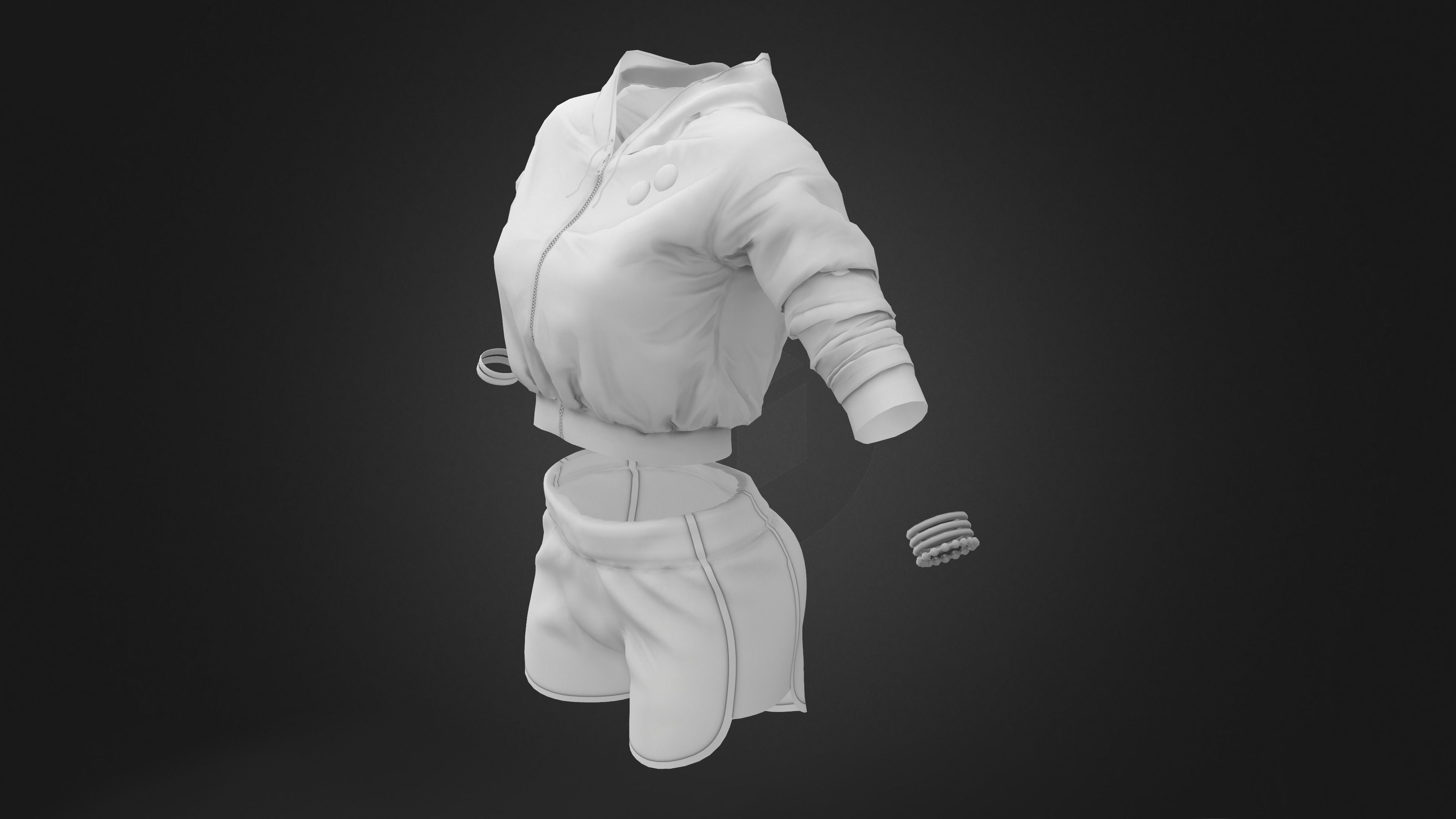 Female Fashion Sports Outfit Low-poly 3D model_12