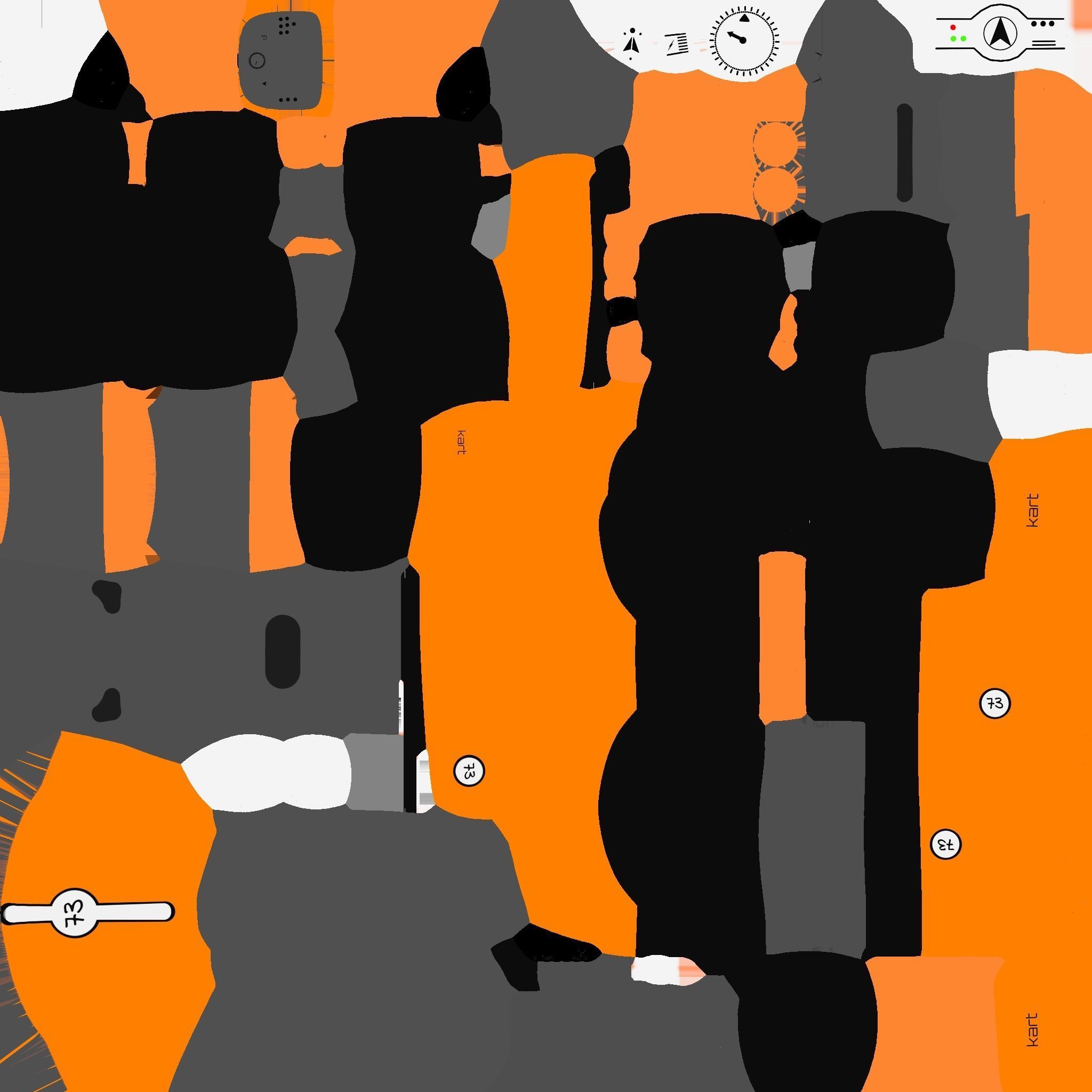 Cartoon Kart C06 Orange - Vehicle Racing Design Low-poly 3D model_21