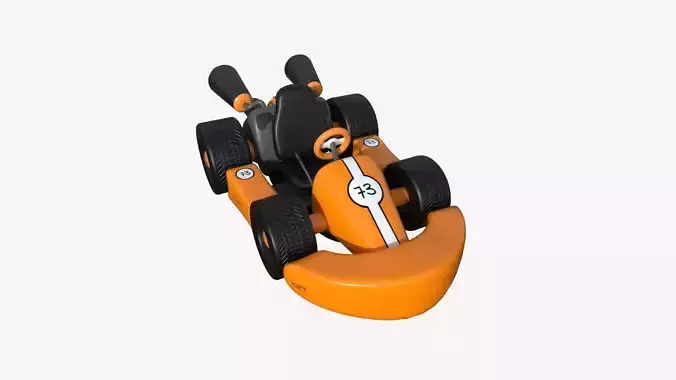 Cartoon Kart C06 Orange - Vehicle Racing Design Low-poly 3D model