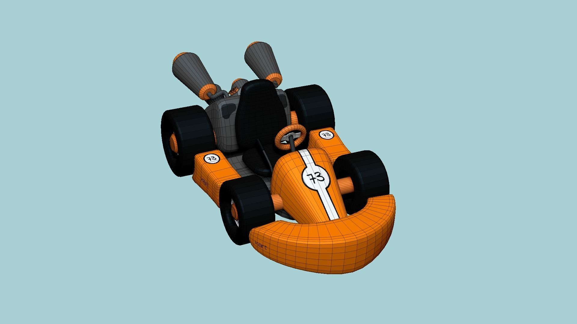 Cartoon Kart C06 Orange - Vehicle Racing Design Low-poly 3D model_6