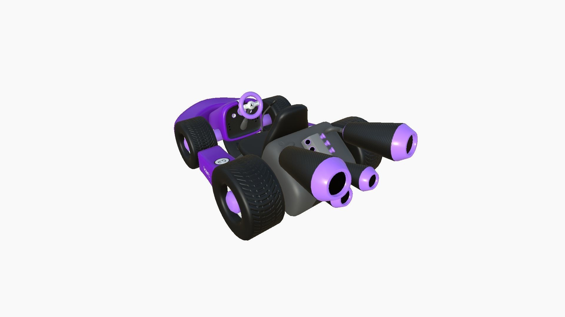 Cartoon Kart C07 Purple - Vehicle Racing Design Low-poly 3D model_1