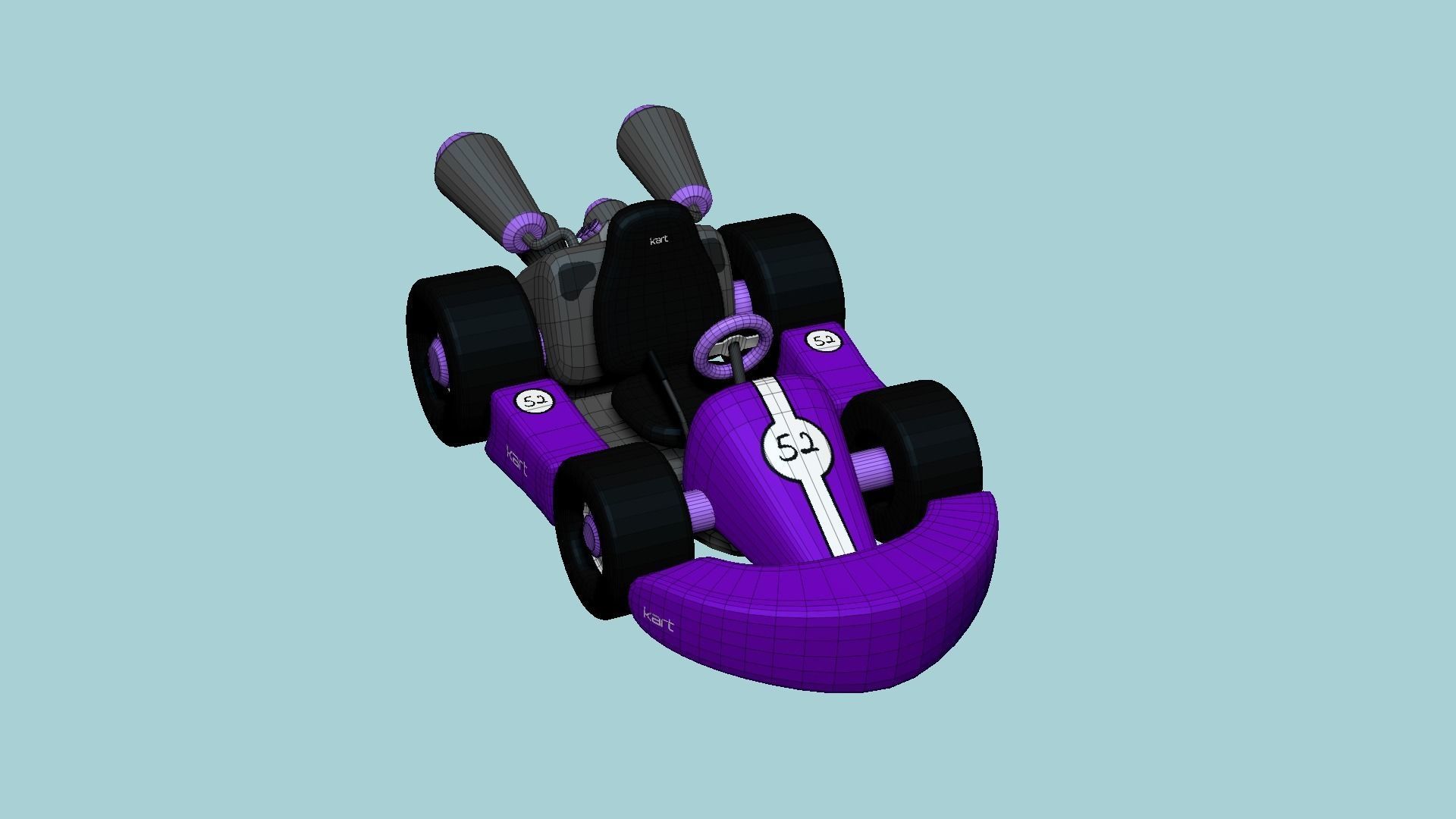 Cartoon Kart C07 Purple - Vehicle Racing Design Low-poly 3D model_6