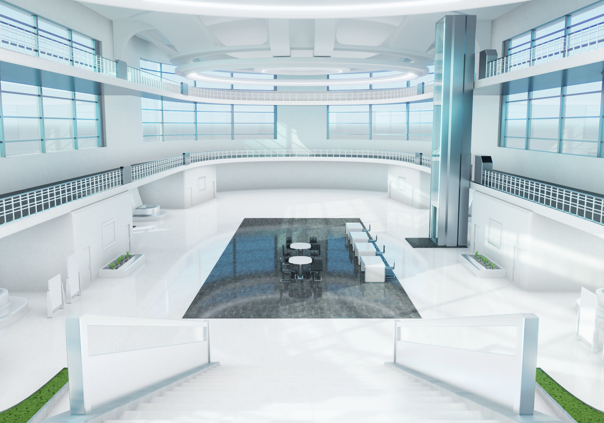 Modern Convention Center Interior 3D model_6