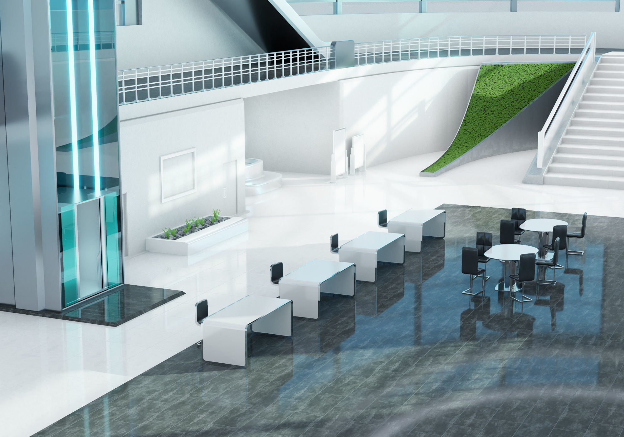 Modern Convention Center Interior 3D model_2