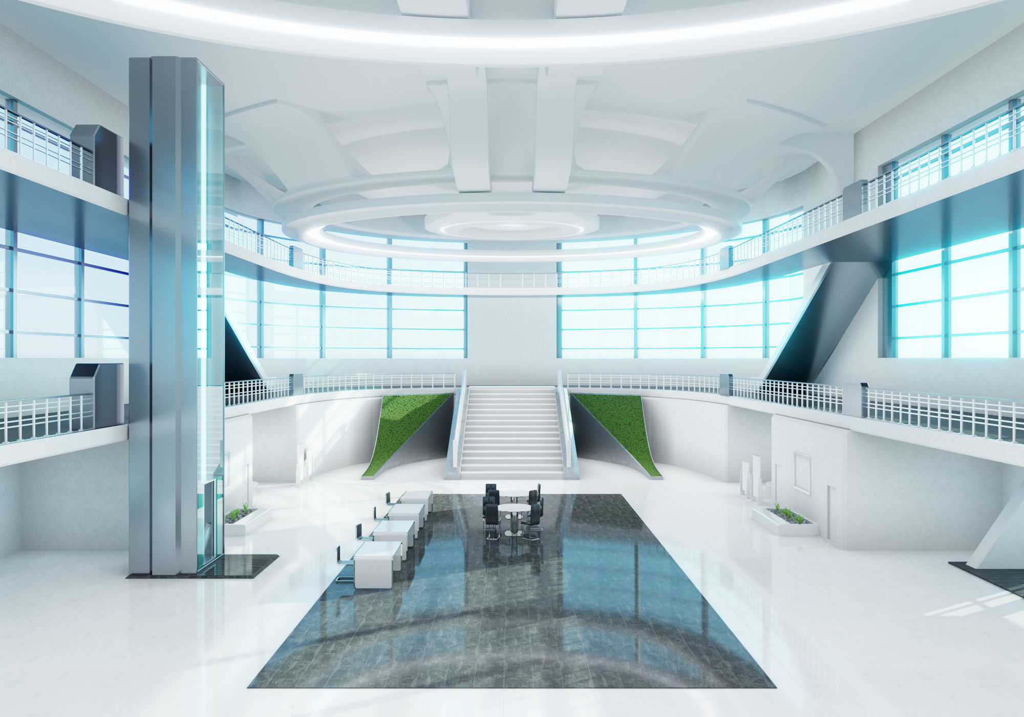 Modern Convention Center Interior 3D model_7