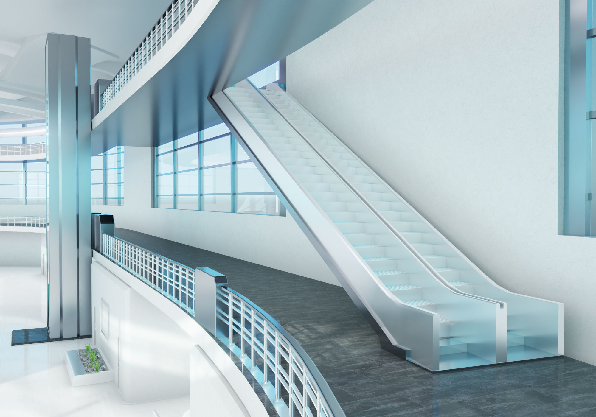 Modern Convention Center Interior 3D model_3